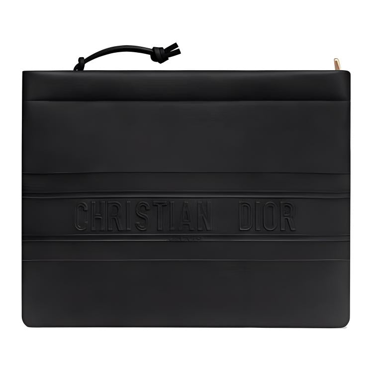 DIOR Calfskin Clutch Men's Pure Black