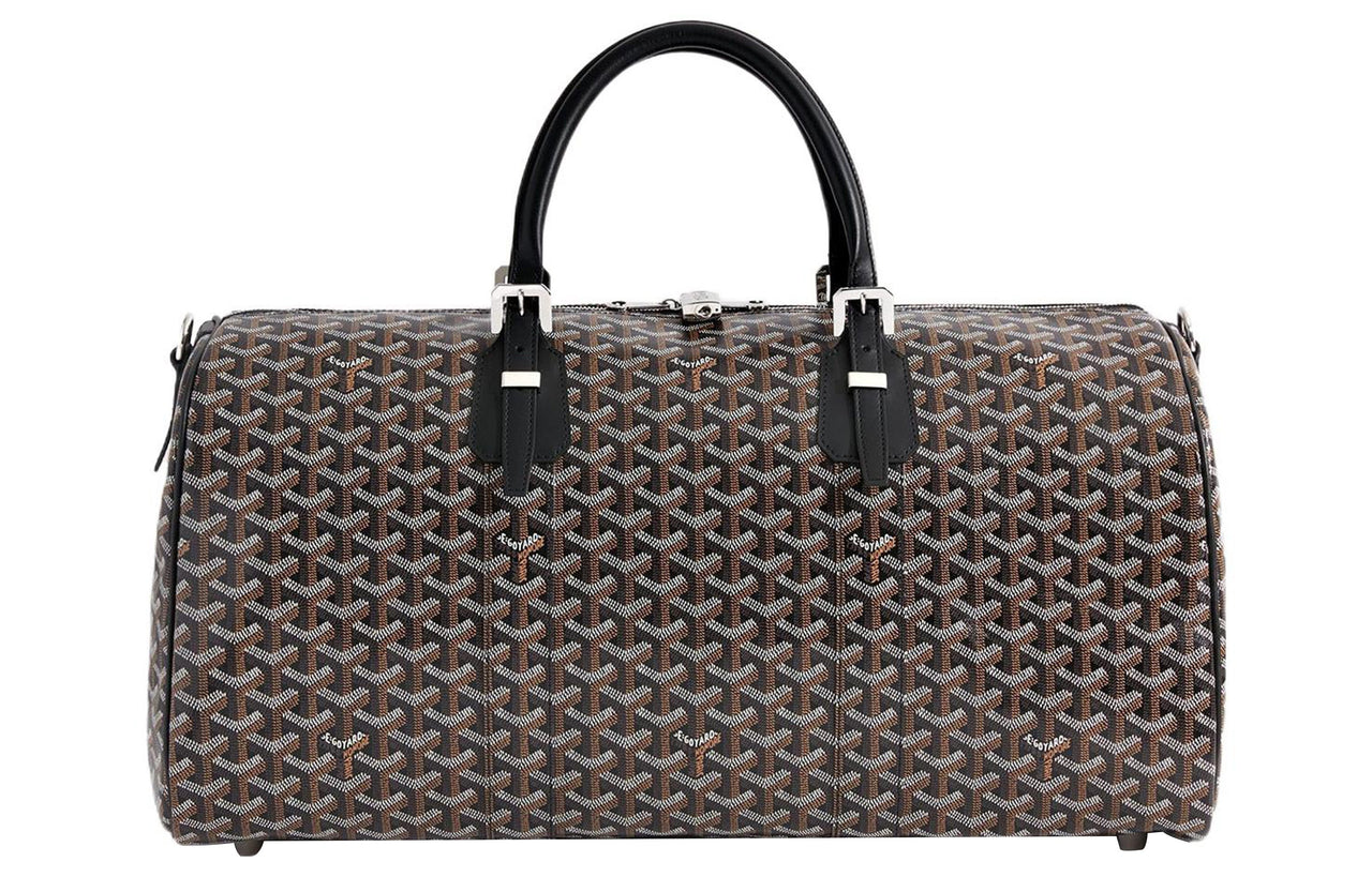 GOYARD Canvas With Calfskin One Shoulder Crossbody Handbag, Travel Bag Regular Unisex Black