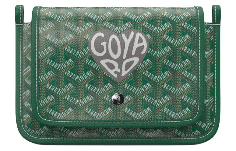 GOYARD Plumet Canvas With Leather Envelope Bag Crossbody Bag Shoulder Bag Small Size Unisex Green And Gray Small Heart