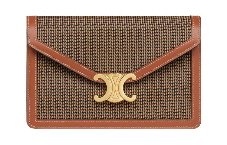 CELINE Fabric With Cow Leather Trim Shoulder Bag, Crossbody Bag, Wallet Mini Women's Multicolor