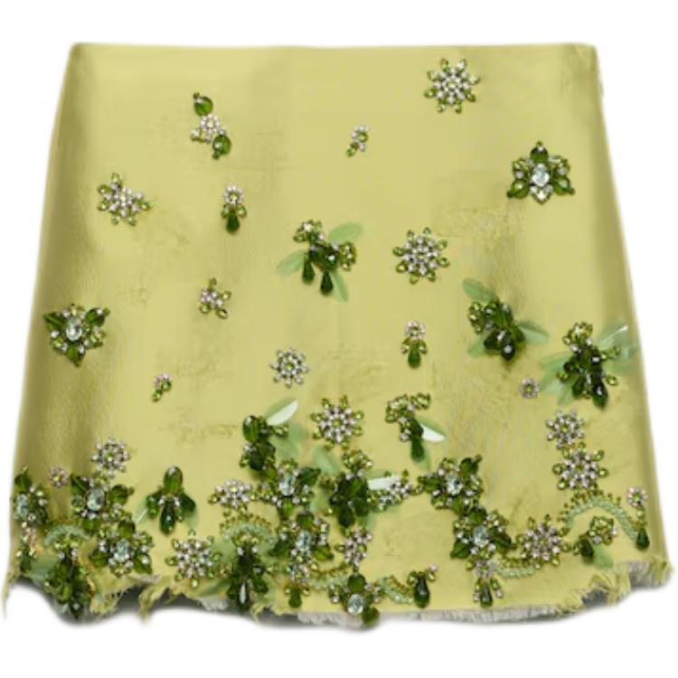 PRADA Embellished Raw-Cut Hem Mini Skirt