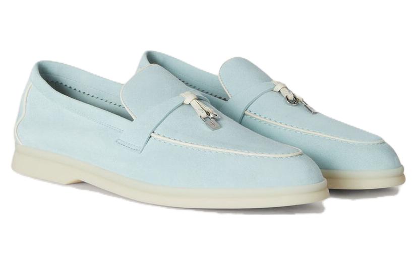 Loro Piana Summer Charms Walk Loafers Women's Cyan Sapphire Color