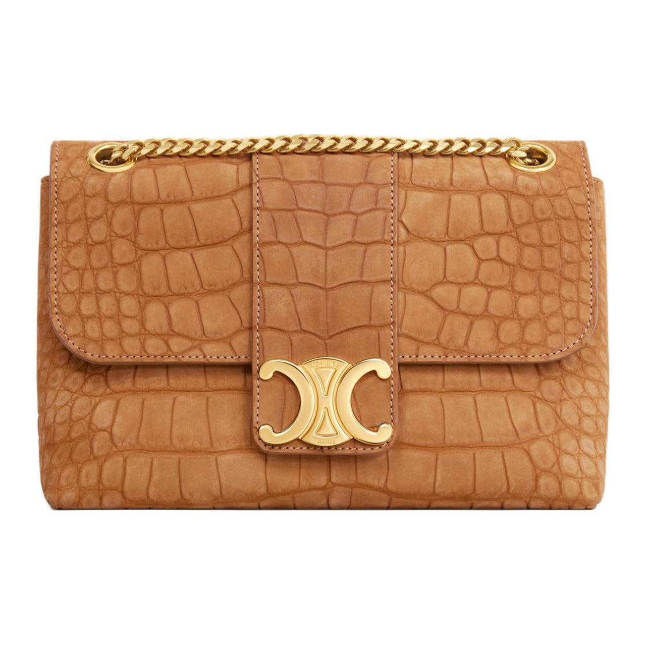 CELINE Crocodile Leather Crossbody Bag Shoulder Bag Women's Brown