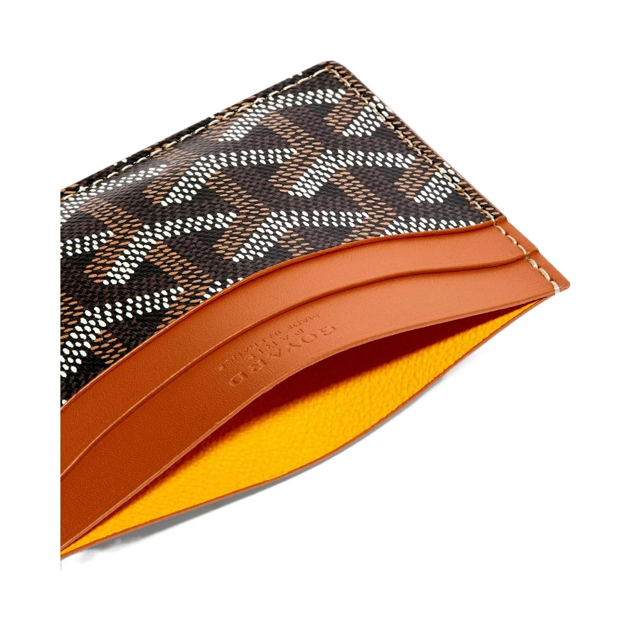 GOYARD Saint-Sulpice Canvas With Calfskin Card Clip Card Holder Unisex Brown With Light Blue Heart Design