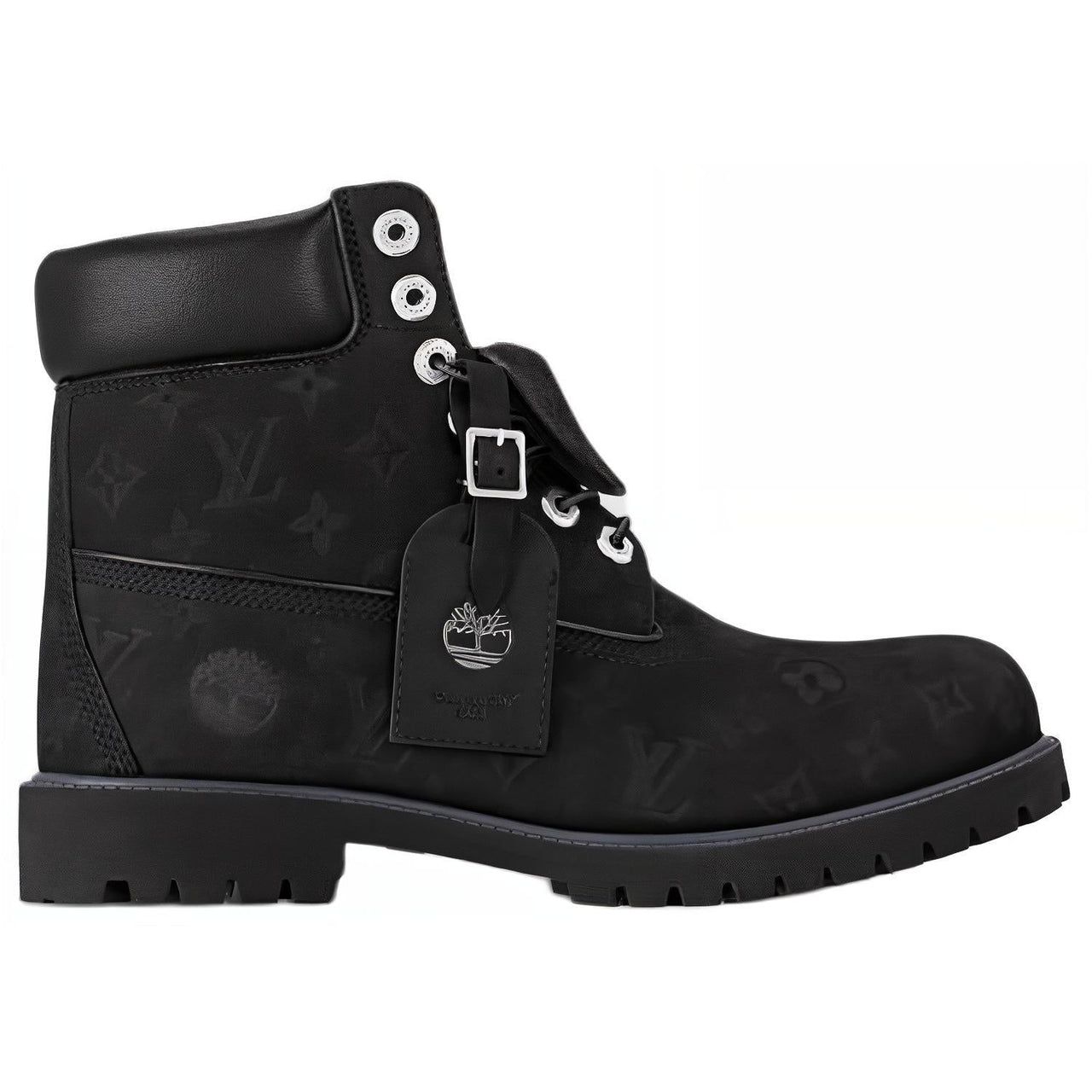 بوت مارتن بطول الكاحل من Timberland x LOUIS VUITTON للجنسين، أسود