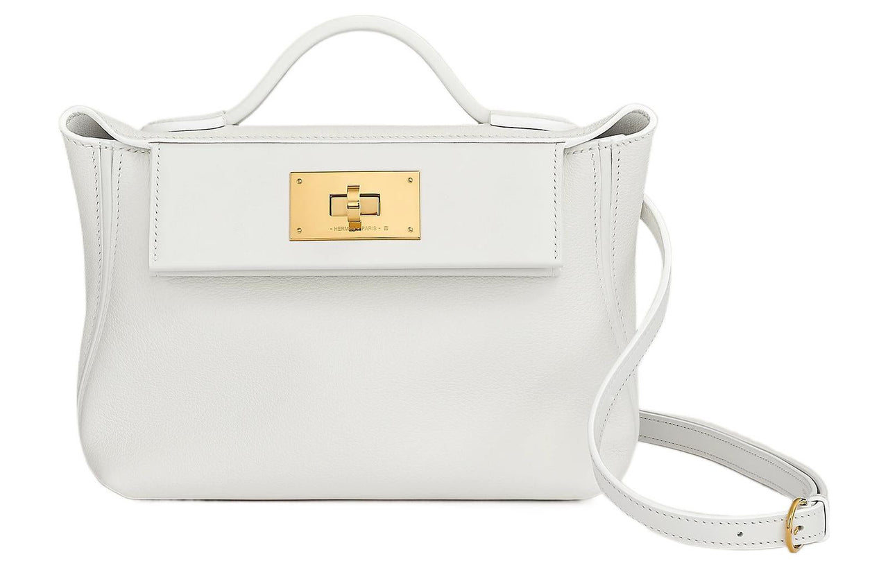 HERMES 24/24 Evercolor With Swift Calfskin Handbag Shoulder Bag Crossbody Bag Mini Women's White