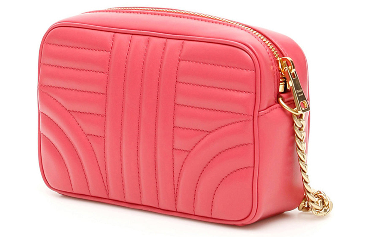 PRADA Cow Leather Shoulder Bag Women's Pink