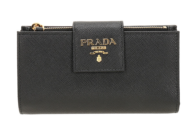 PRADA Cow Leather Wallet Women's Black