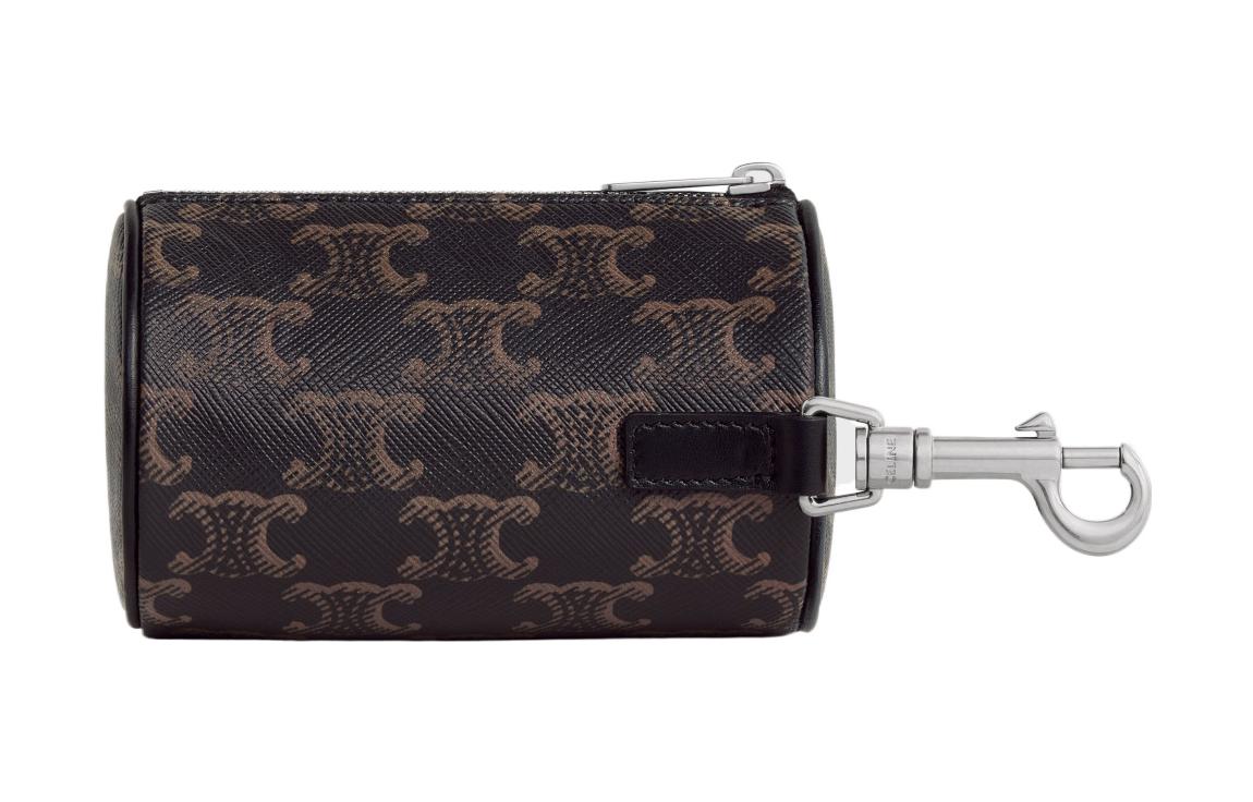 CELINE Canvas Cow Leather Patchwork Cylinder Wallet Mini Men's Black