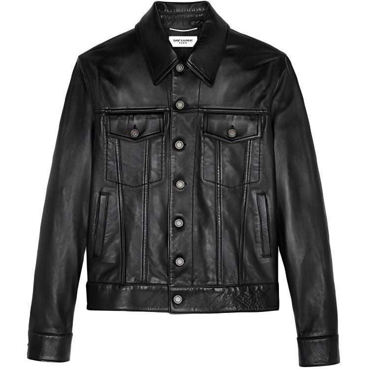 SAINT LAURENT Button up Leather Jacket