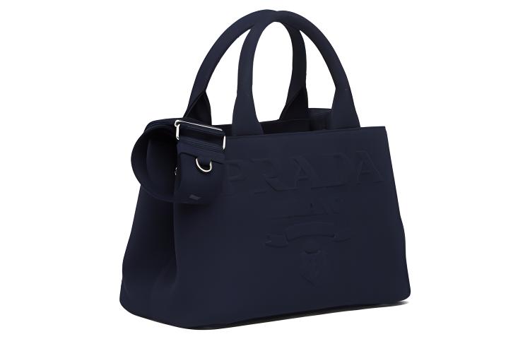 PRADA Cotton Canvas Tote Bag Shopping Bag Shoulder Bag Crossbody Bag Handbag Women's Marine Blue
