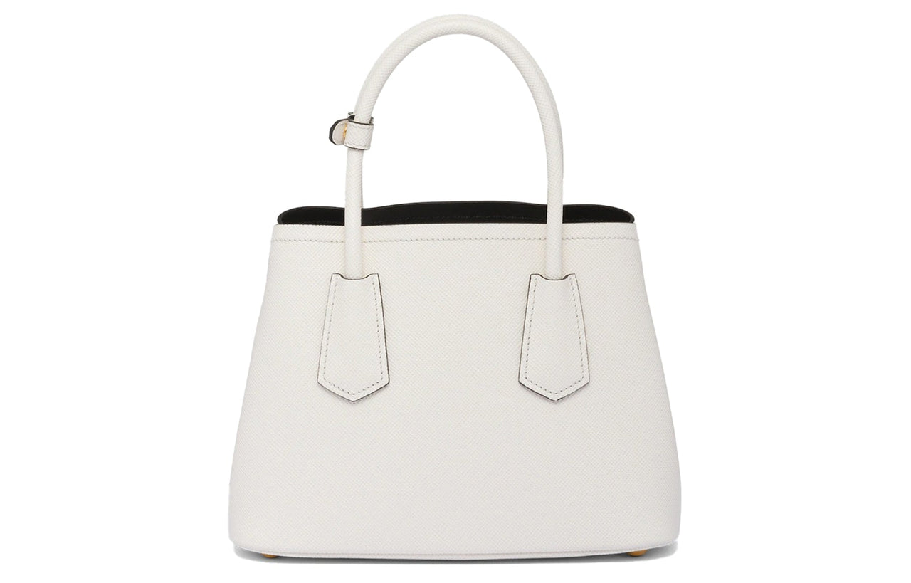 PRADA Double Leather Shoulder Bag Crossbody Bag Handbag Mini Women's White