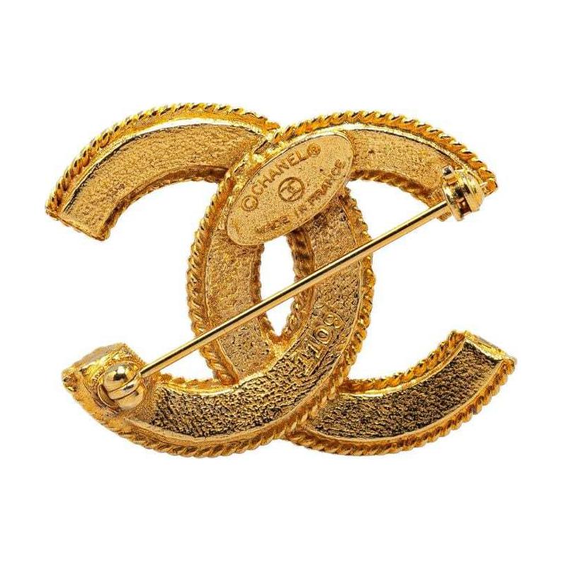 CHANEL 1970-1980 Plated Cc Costume Brooch