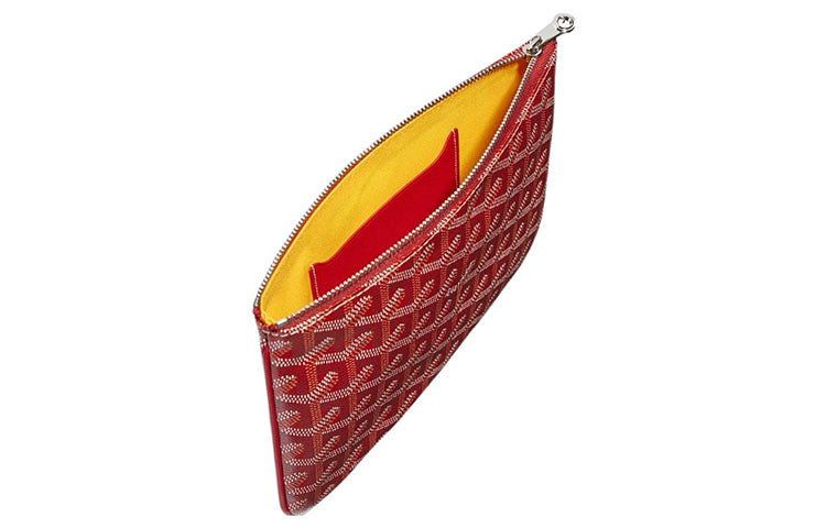 GOYARD SENAT Canvas With Leather Toiletry Bags Storage Bags Clutches Small Size Unisex Red