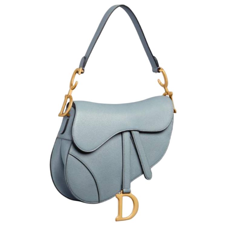 DIOR Saddle Sheepskin Saddle Bag Shoulder Bag Crossbody Bag Handbag Regular Women's Blue