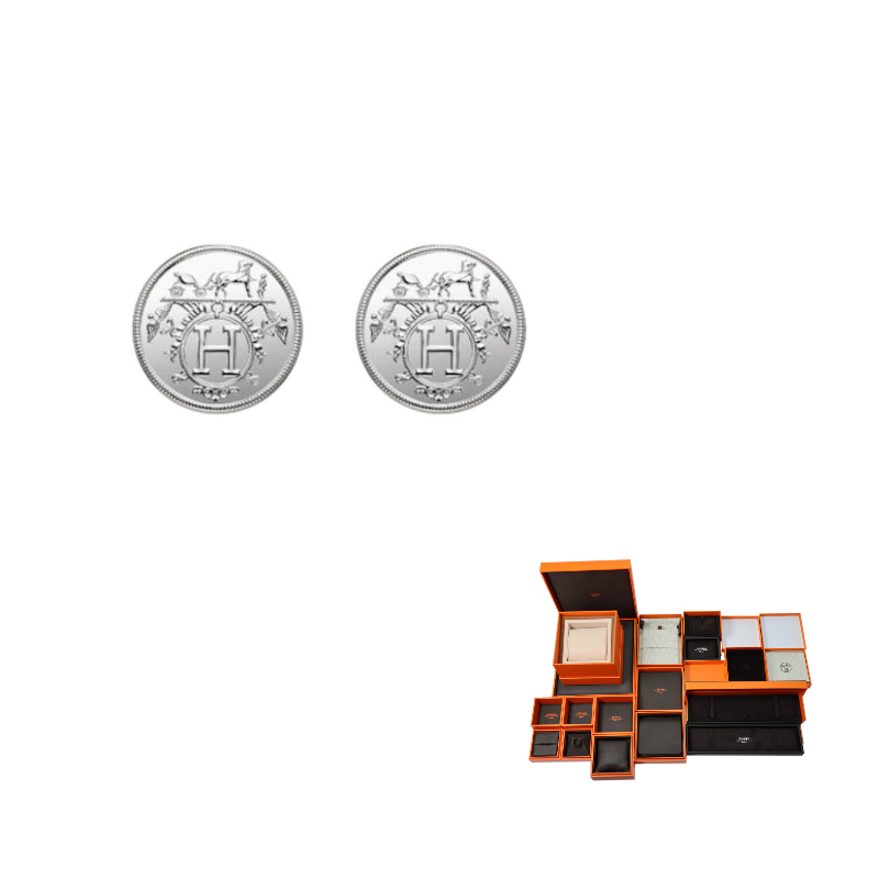 HERMES 925 Sterling Silver Stud Earrings Women's Silver