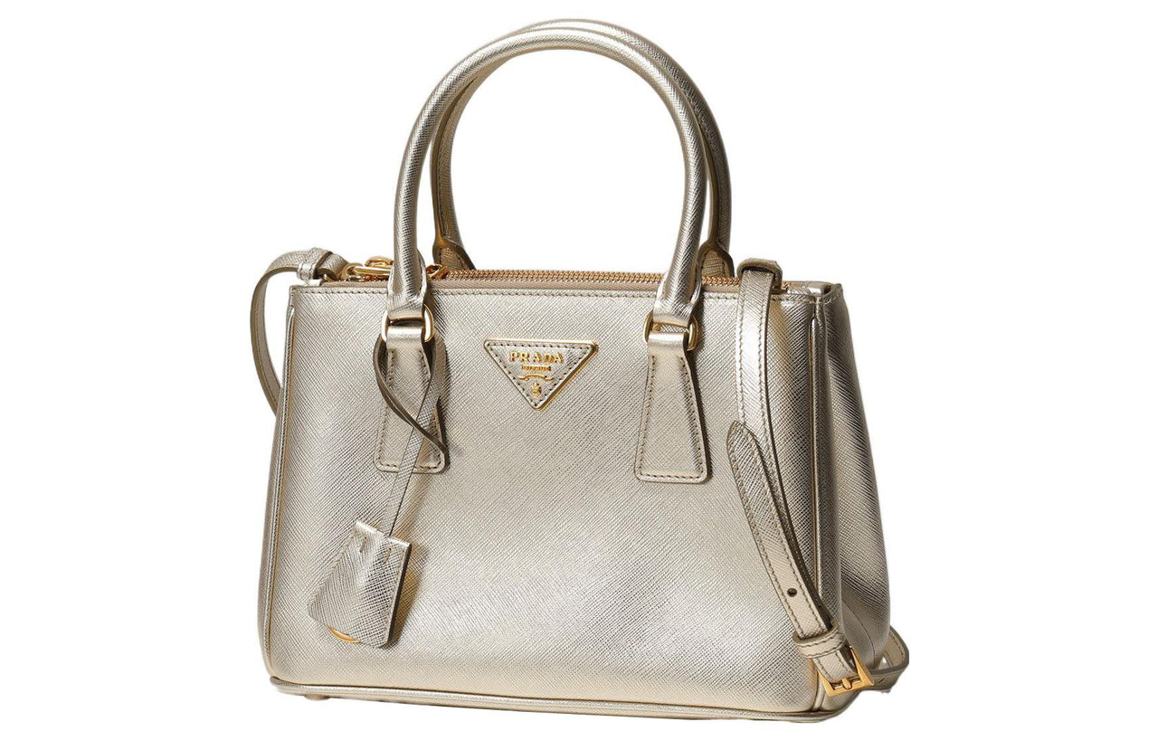 PRADA Cow Leather Tote Bag Shopping Bag Shoulder Bag Handbag Women's Gold