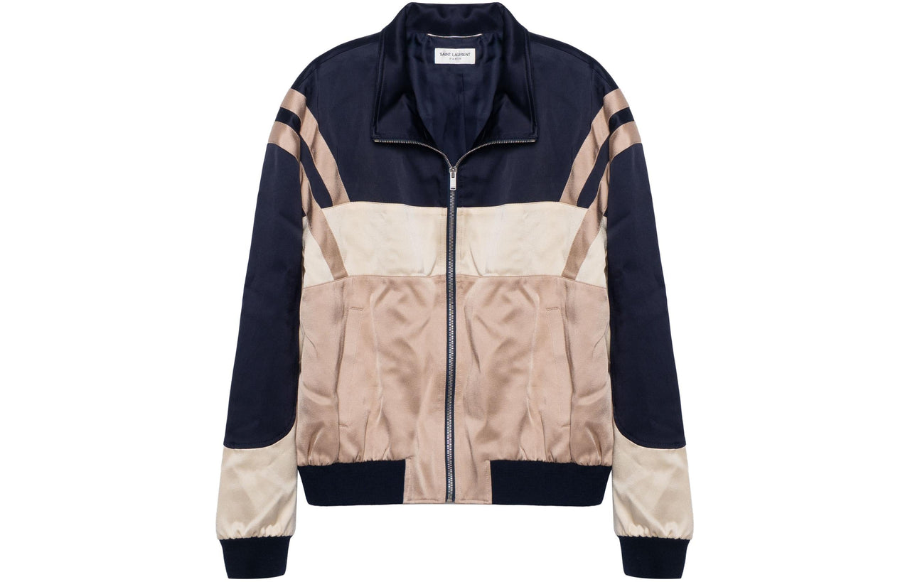 SAINT LAURENT Panelled High Neck Zipped Bomber Jacket