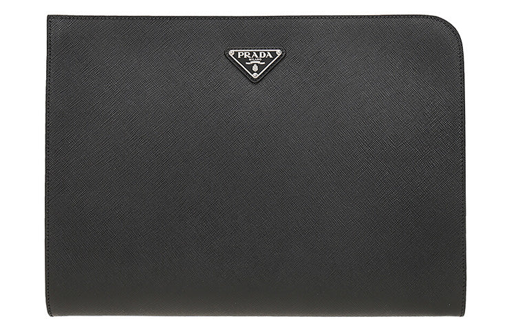 PRADA Cow Leather Clutch Regular Men's Black