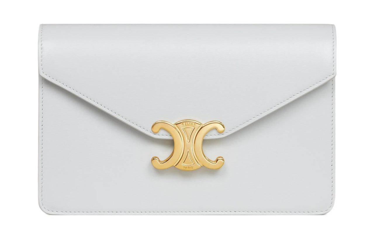 CELINE Calfskin Wallet Women's Moon White
