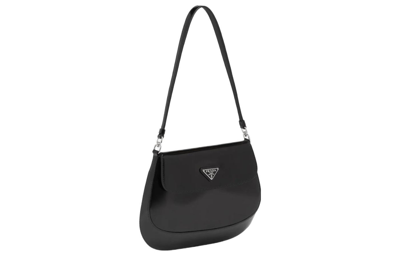 PRADA Cleo Leather Shoulder Bag Women's Black
