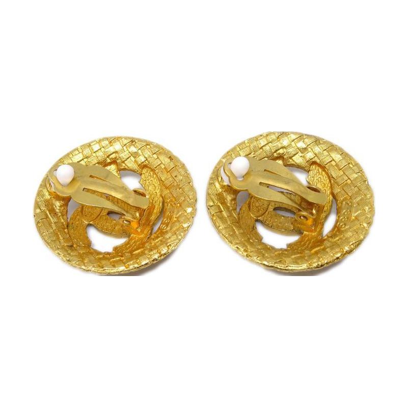 CHANEL 1994 Tweed effect CC logo Clip on Earrings