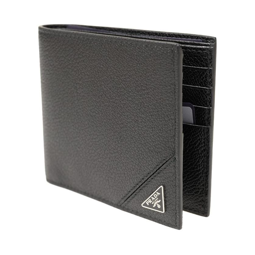 PRADA Cow Leather Wallet Men's Black