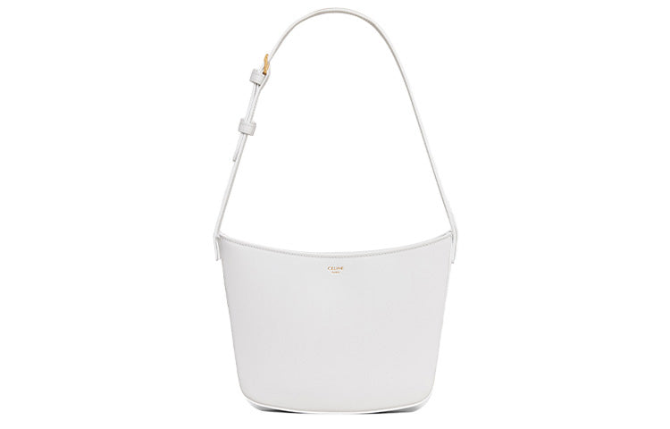 CELINE Croque Cow Leather Handbag, Shoulder Bag Women's White