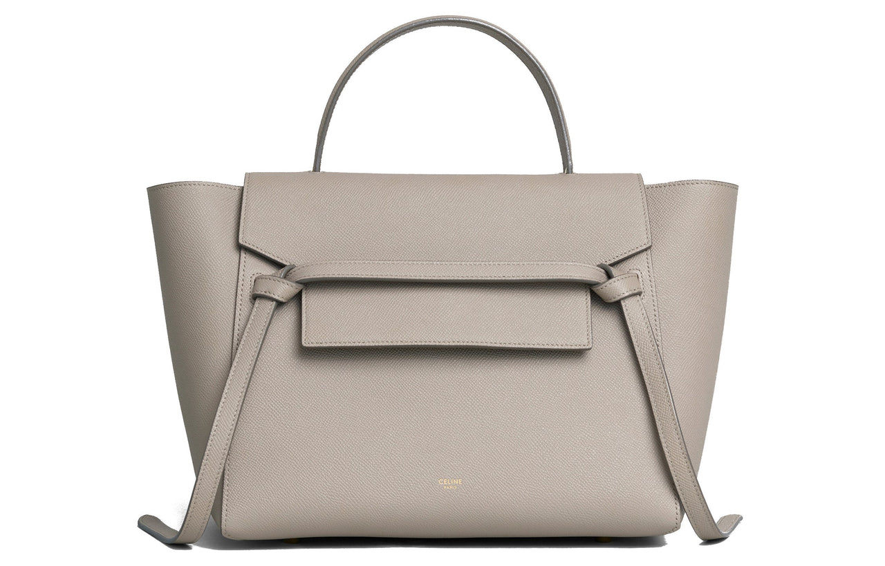 CELINE Belt Grained Calfskin Catfish Bag, Shoulder Bag, Crossbody Bag, Handbag Mini Women's Light Taupe
