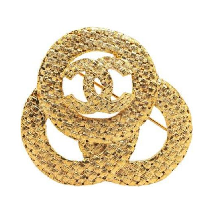 CHANEL 1980 1990s Triple Circle Cc Brooch