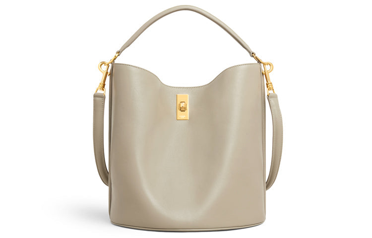 CELINE 16 Smooth Cow Leather Bucket Bags Handbags Women's Gray Green