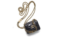 CHANEL Sheepskin And Gold Metal One Shoulder Crossbody Clutch Regular Women's Black