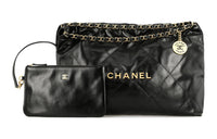 CHANEL 22Bag Leather Handbag Shoulder Bag Women's Black