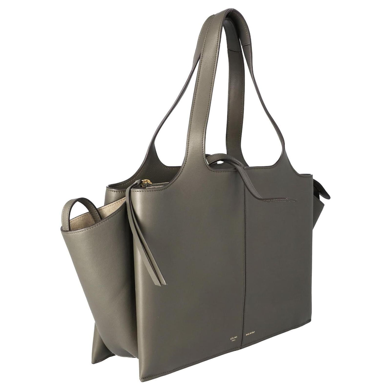 CELINE Calfskin Shoulder Bag Medium Size Women's Gray