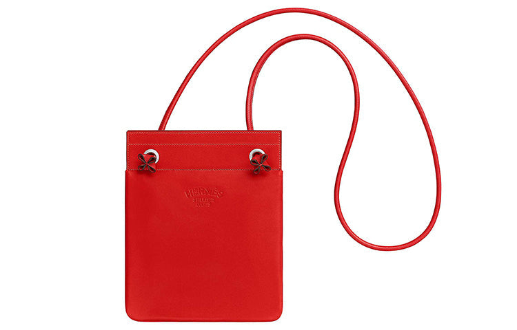 HERMES Aline Milo Lambskin And Swift Leather Shoulder Bag Crossbody Bag Regular Women's Indian Red/Heart Red