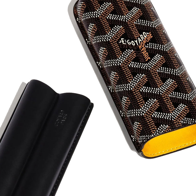 GOYARD Churchill Canvas With Heifer Skin Dog's Teeth Cigar Box Bag Merch Unisex Black
