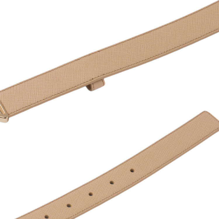PRADA Cow Leather Belts Women's Sandy Beige 2.5CM