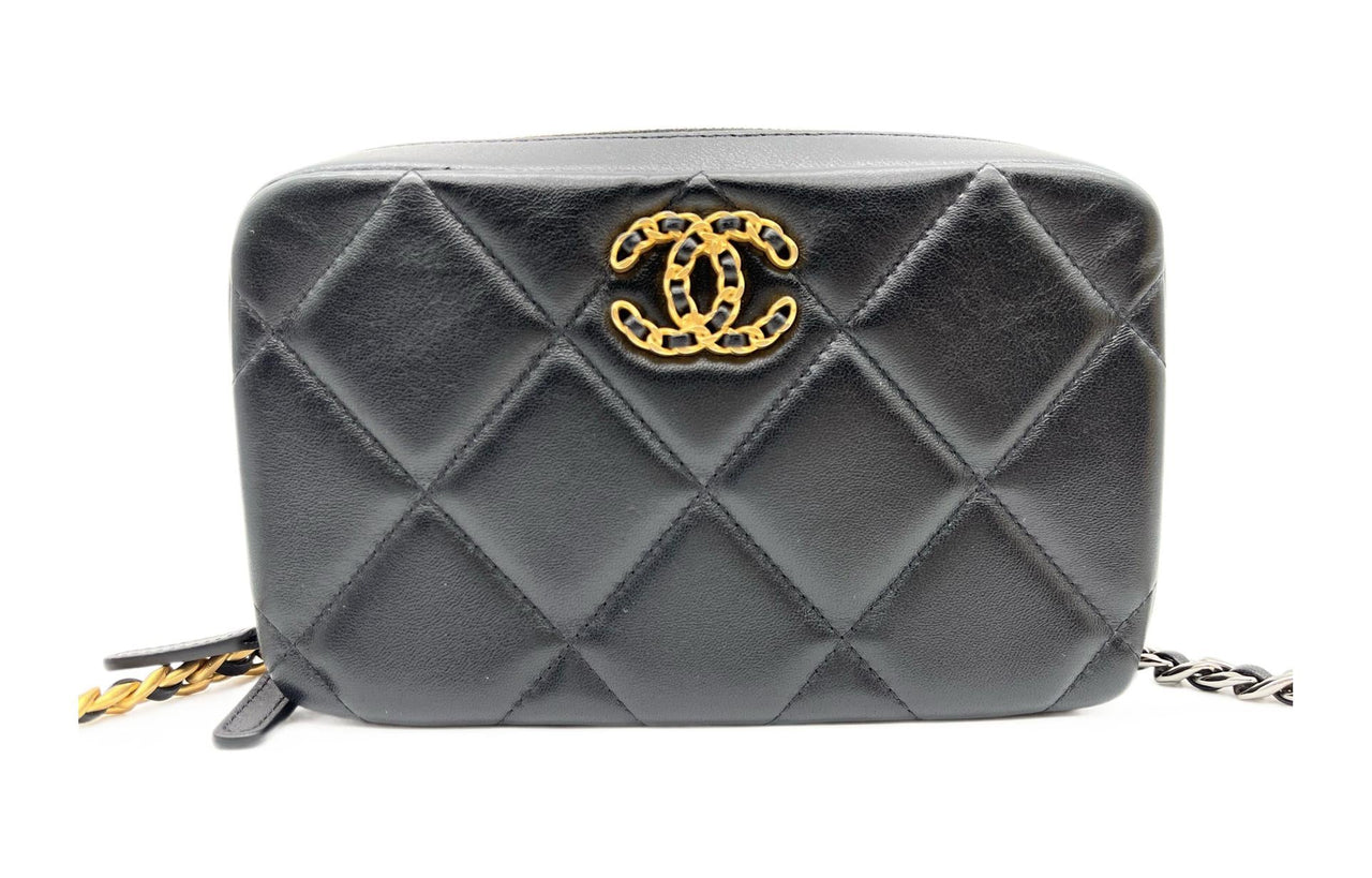 CHANEL 19Bag Sheepskin Camera Bag Shoulder Bag Crossbody Bag Women's Black