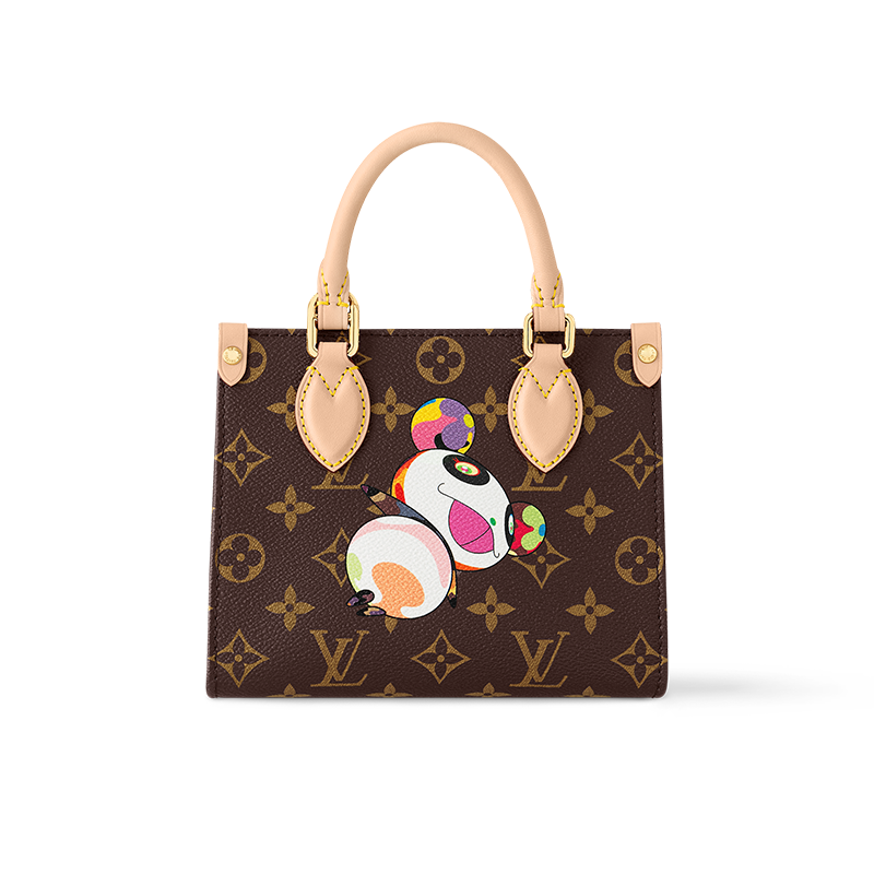 LOUIS VUITTON Takashi Murakami Village Co-Financing ONTHEGO Leather Trim Handbag Women's Brown