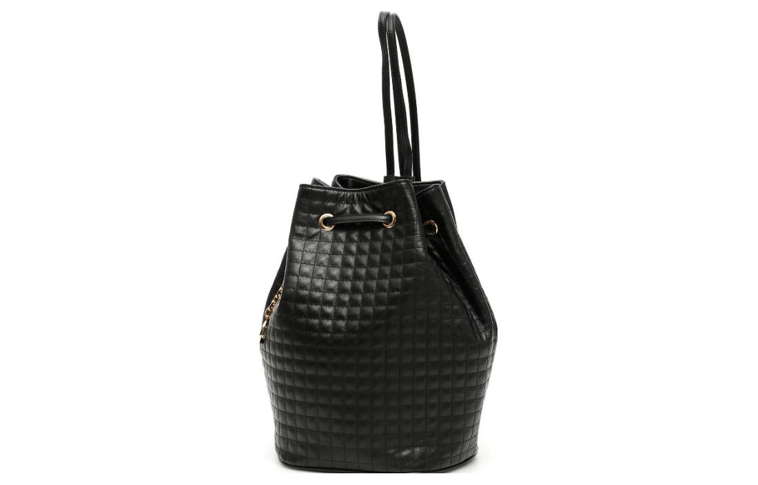 CELINE Calfskin Bucket Bag Backpack Small Size Women's Black