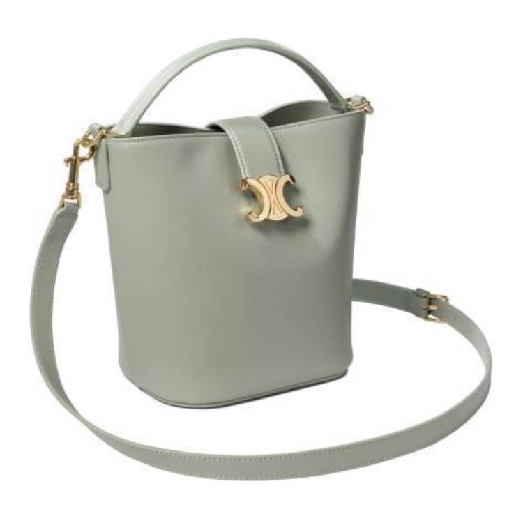 CELINE Cow Leather Bucket Bag, Shoulder Bag, Crossbody Bag, Handbag Trumpets Women's Clay