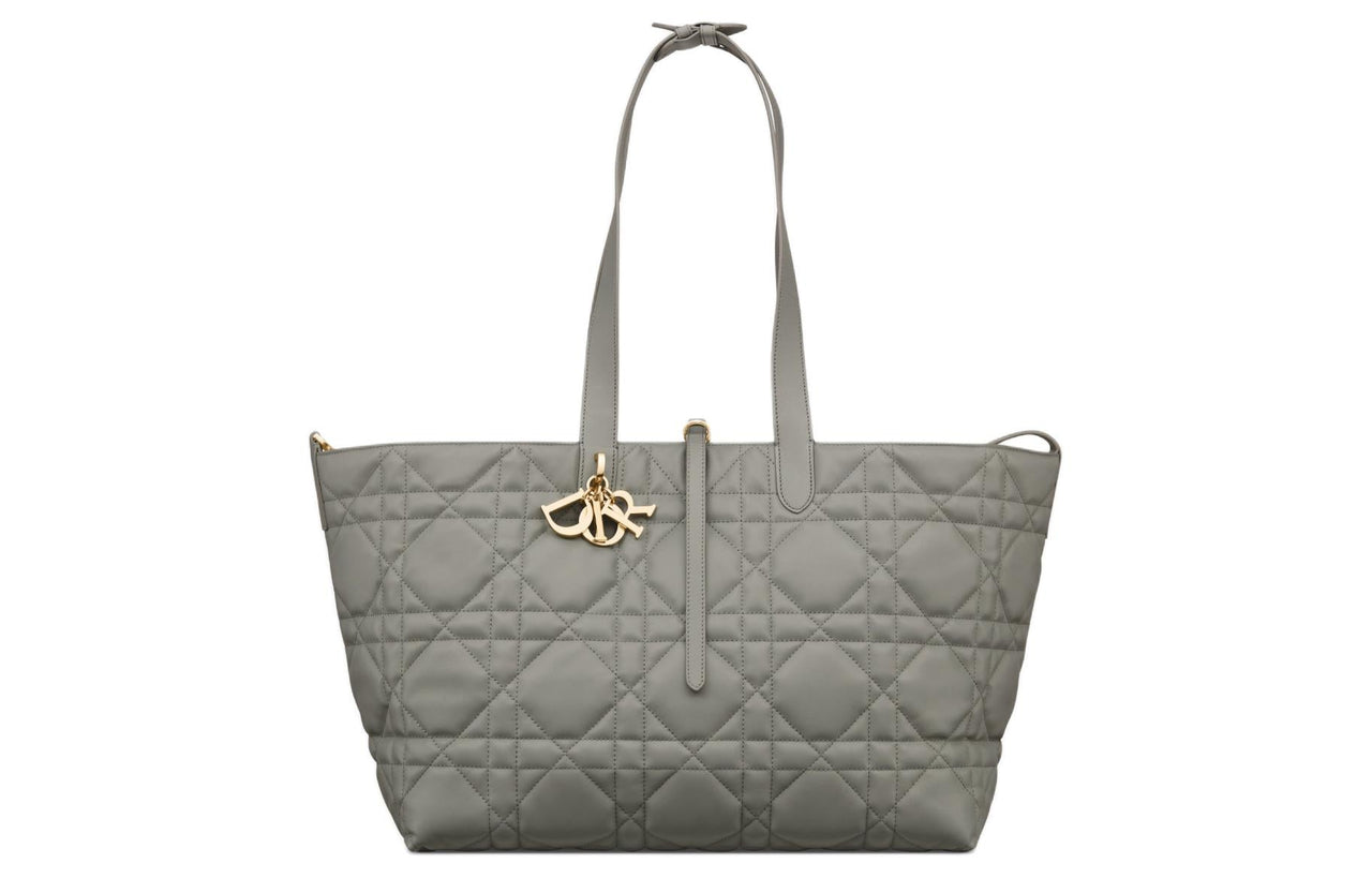 DIOR Calfskin Combo Bag One Shoulder Handbags Large Size Women's Medium Tan