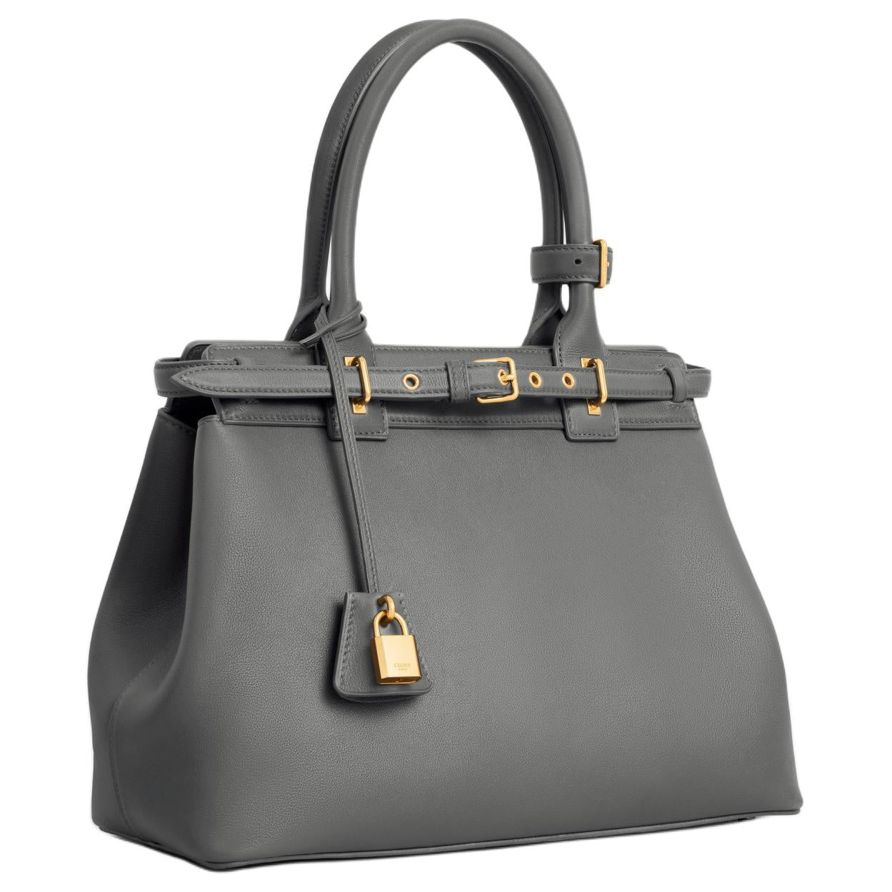 CELINE Calfskin Handbag Women's Smoke Black