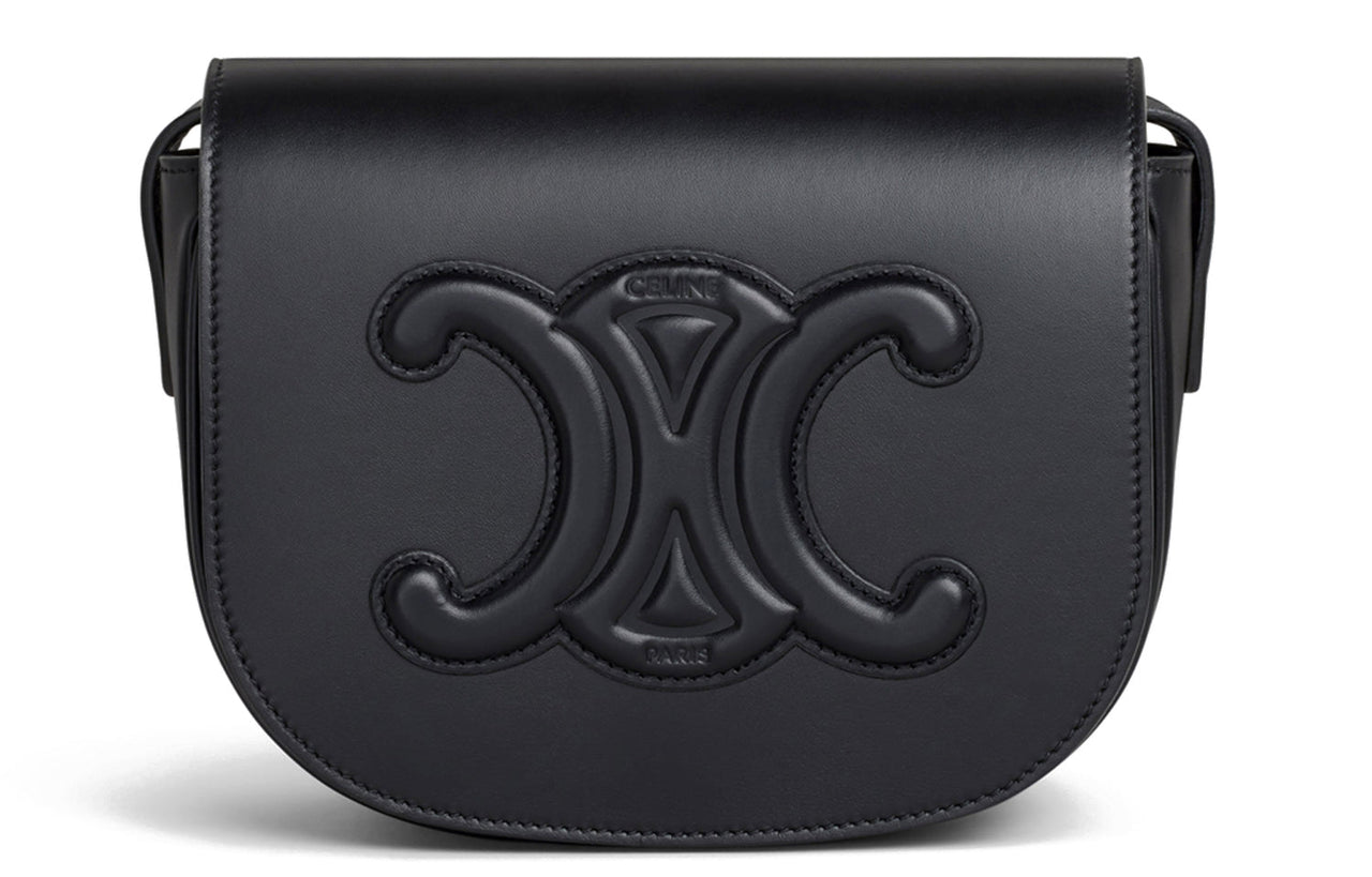 CELINE Cuir Triomphe Triumph Smooth Cow Leather Shoulder Bag, Crossbody Bag Regular Women's Black