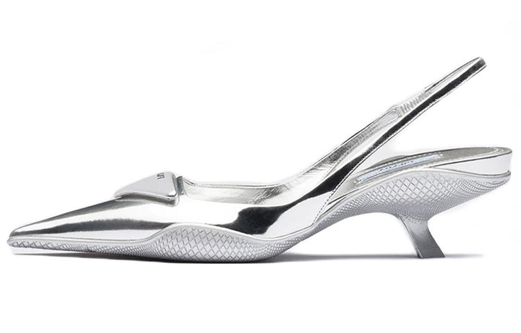 PRADA Chunky Heel Stylish Sandal Women's Silver