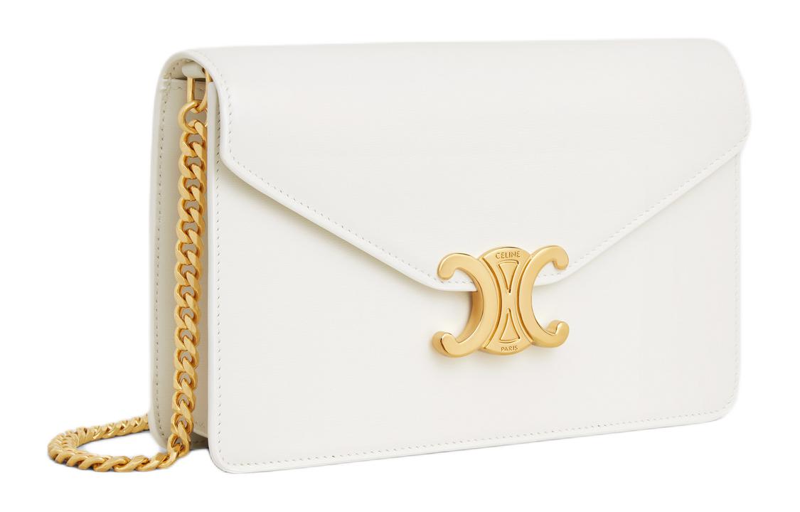 CELINE Calfskin Patchwork Leather Wallet Regular Women's White