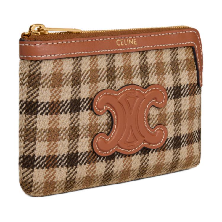 CELINE Fabric Coin Purses Card Holders Women's Brown & Multicolor