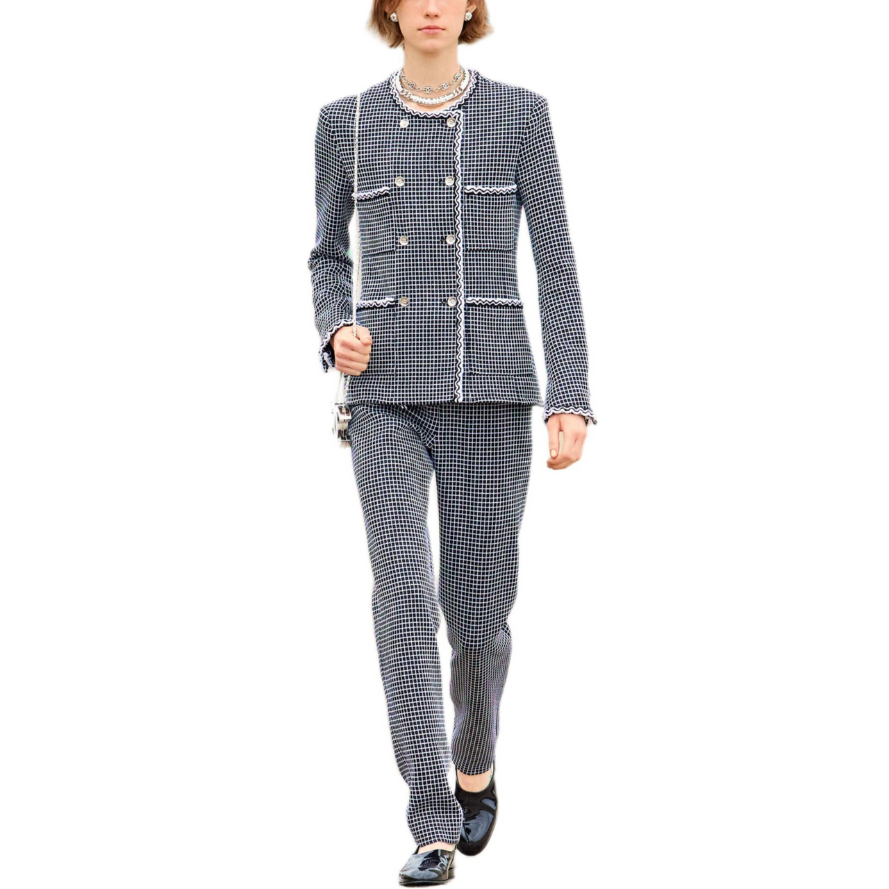 CHANEL Jackets Coats Women's Black White