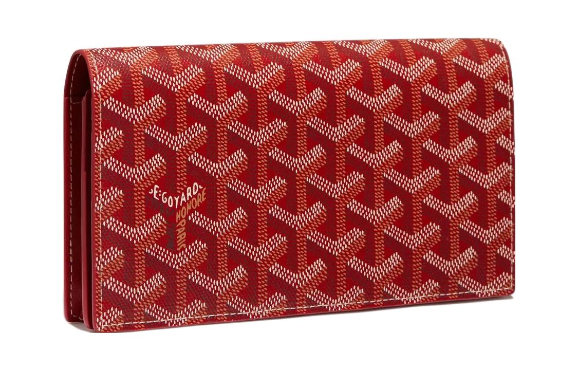 GOYARD RICHELIEU Canvas With Leather Wallet Unisex Red