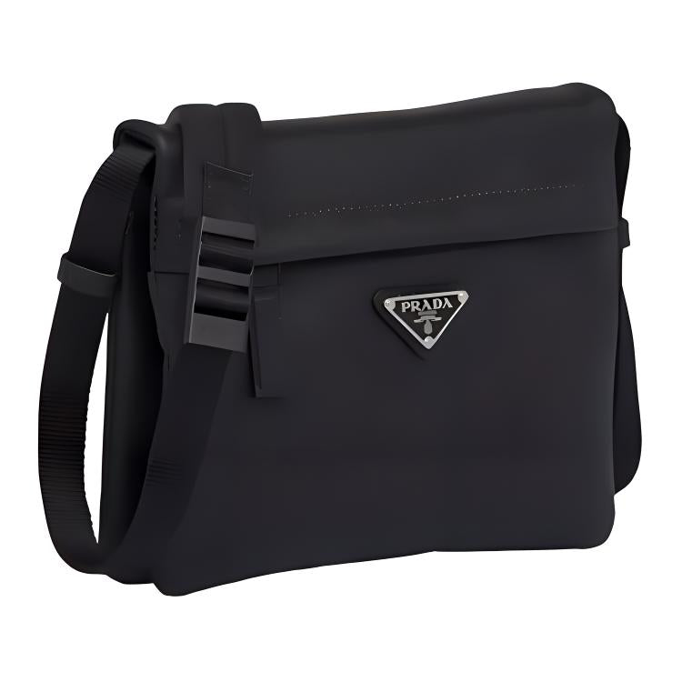 PRADA Cow Leather Shoulder Bag Men's Black